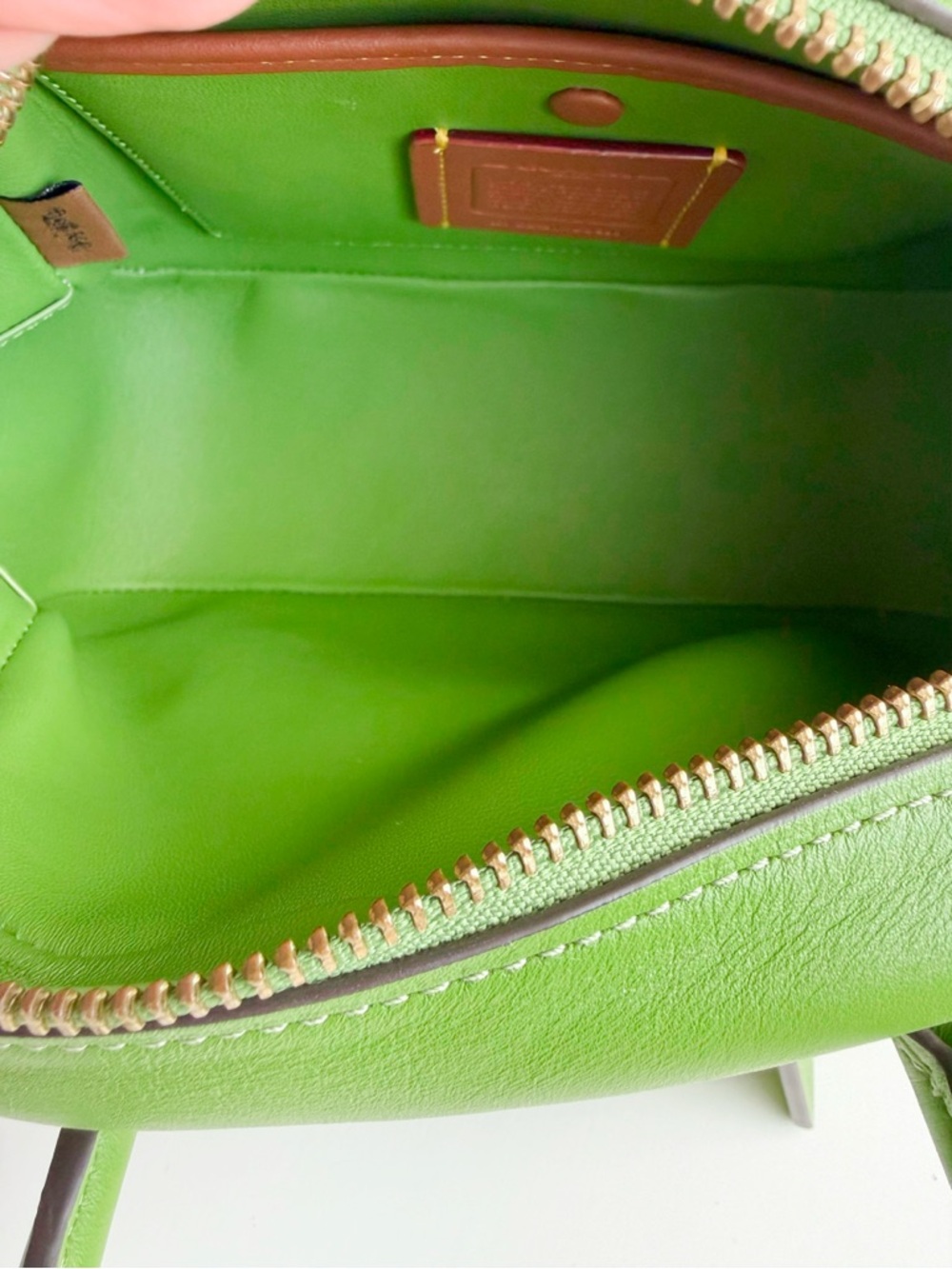 Coach Borough Bowling Bag in Dark Lime - Picture 6 of 8
